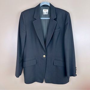 Talbots Black 100% Wool One Button Blazer Jacket 10 Preppy Goth Academia Capsule